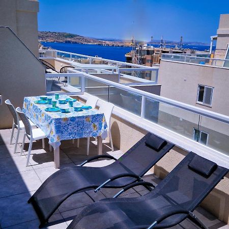 Sea View New Penthouse Terrace & Garage Parking Apartment St. Paul's Bay Ngoại thất bức ảnh